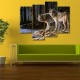 Hand Painted Four Combination Decorative Paintings Two W-olves Wall Art For Home Decoration