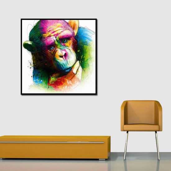 Hand Painted Oil Paintings Abstract Colorful Pensive Gorilla Wall Art For Home Decoration Painting