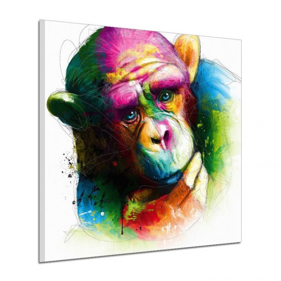 Hand Painted Oil Paintings Abstract Colorful Pensive Gorilla Wall Art For Home Decoration Painting