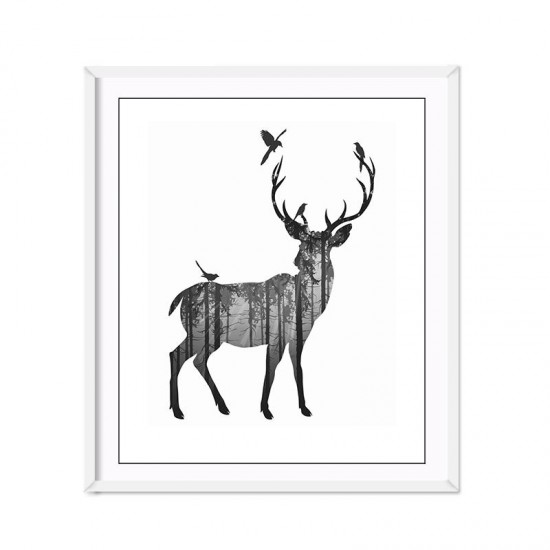 Hand Painted Oil Paintings Simple Style-C Side Face Deer Wall Art For Home Decoration Paintings