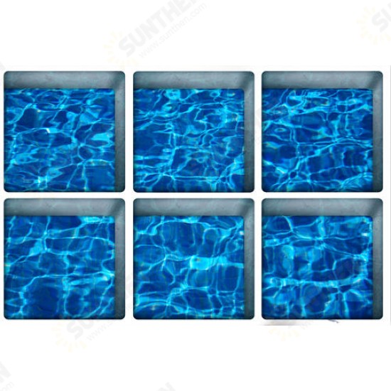 PAG 6pcs 13x13cm Water Shadow Ocean/Forest Seires Pattern 3D Non-Slip Waterproof Bathtub Mat Sticker