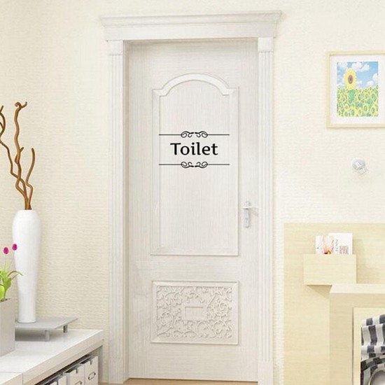 Removable PVC Bathroom Toilet Wall Sticker Door Decals DIY Home Decor