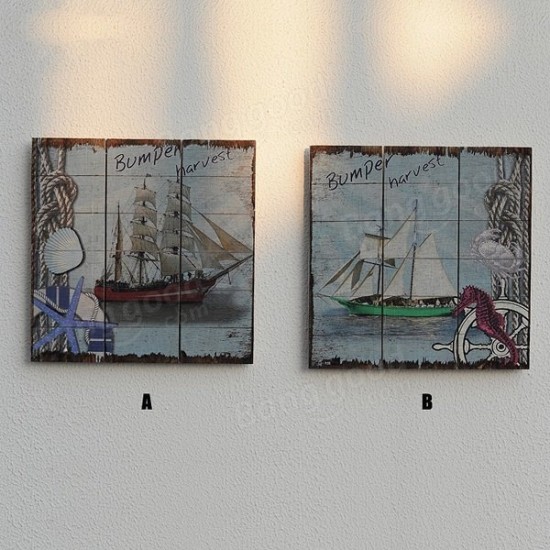 Rustic Wood Sign Plaque Wall Art Picture Nautical Steamship Design Decoration