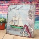 Rustic Wood Sign Plaque Wall Art Picture Nautical Steamship Design Decoration