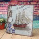 Rustic Wood Sign Plaque Wall Art Picture Nautical Steamship Design Decoration