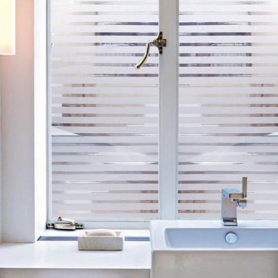 S151 45cmX200cm Modern Stripe Pattern Glass Stickers Bathroom Balcony Sliding Door Frosted Gla