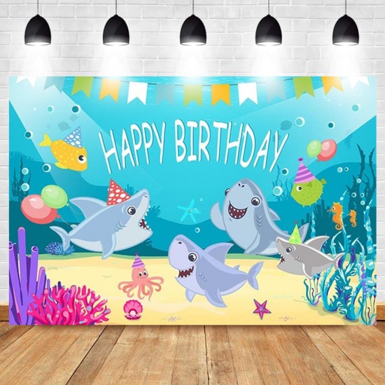 Shark Photography Backdrop Baby Shower Party Birthday Ocean Sea Background Party Decorations