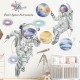 Space Theme Astronaut Wall Sticker Dormitory Living Room Wall Decor Self-Adhesive Bedroom 3D Kids Room Decoration