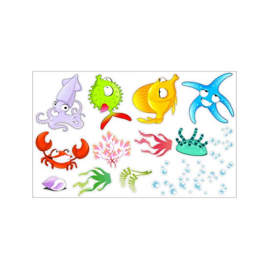 Tropical Cartoon Fish Sea Bubble Ocean World Removable Wall Bathroom Sticker Glass Pastes Decor