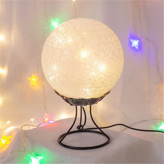 LED Linen Rattan Ball Desk Lamp USB Creative Romantic Night Light with Switch Button