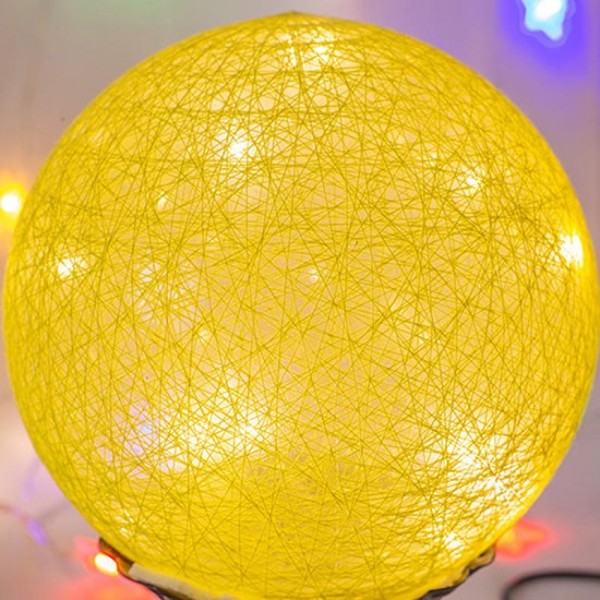 LED Linen Rattan Ball Desk Lamp USB Creative Romantic Night Light with Switch Button