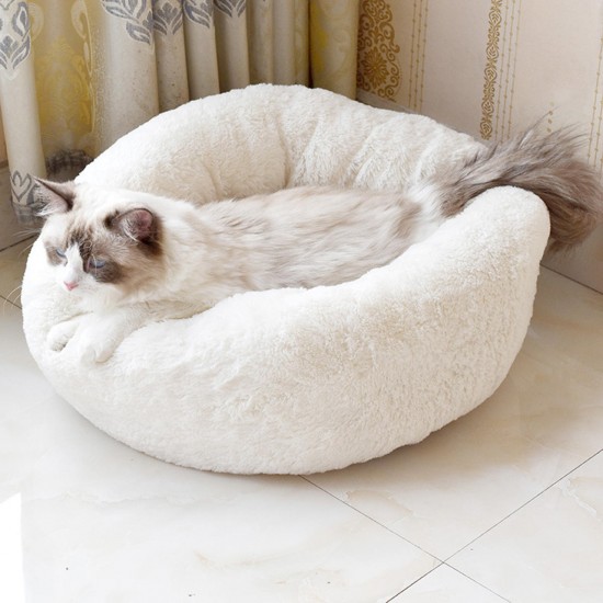 S/M/L Donut Plush Small Dog Cat Beds Warm Soft Pet House Nest With Pillow Cave Pet Bed