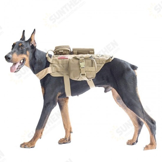 600D Nylon Tactical Dog Vests Military Dog Clothes with Storage Bag Training Load Bearing Harness