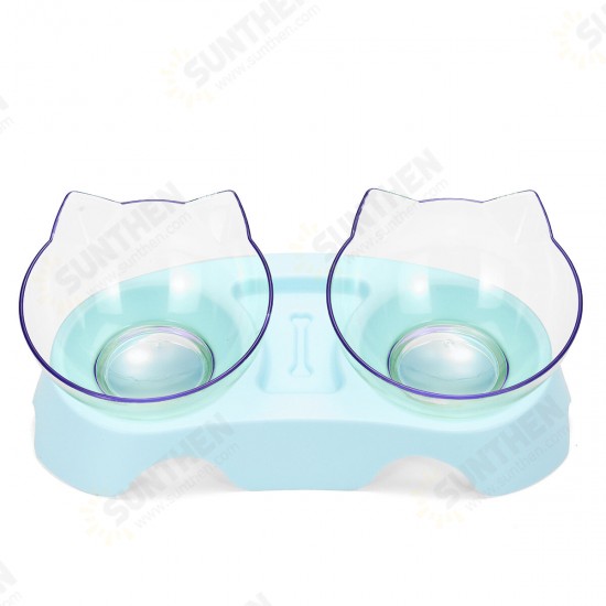 Cat Double Bowl Non-slip Pet Food Water Feeder Dish Elevated Stand Pet Supplies