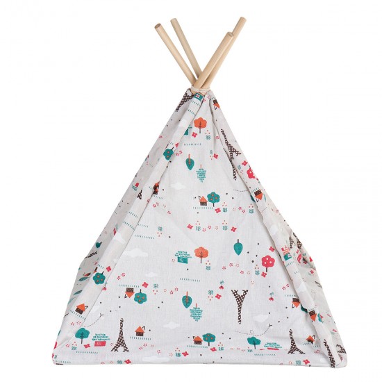 Foldable Linen Pet Bed Tent Dog House Bed Washable Puppy Cat Play Indoor Teepee Mat