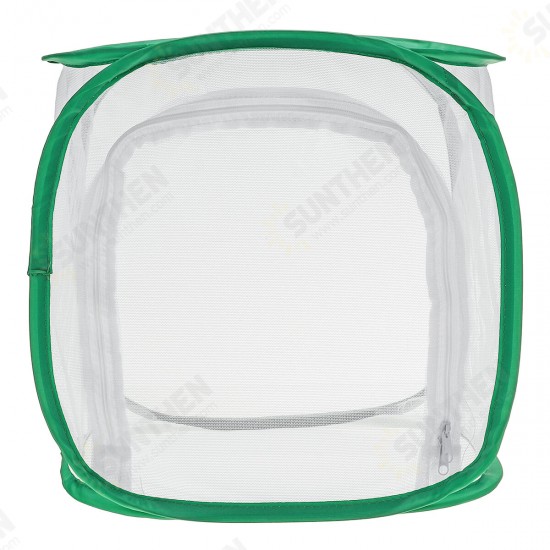 Green Collapsible Insect Habitat Cage Butterfly Mesh Transparent Surface Portable Zipper Cage Plant Breeding Net Prey Storage Basket Anti Bird Net