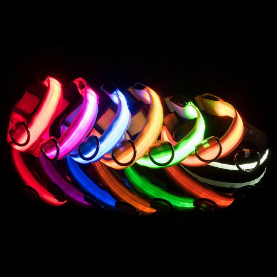 LED Adjustable Pet Collar USB Rechargeable Luminous Dog Collar Necklace Dog Supplies Outdoor Hunting