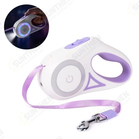 Nylon Retractable Dog Leash LED Flashlight Automatic Extending Walking Leads Traction Rope Dog Supplies