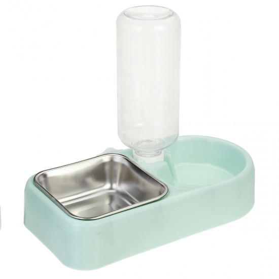 Pet Food Bowl Double Use Automatic Water Feeder Dog Cat Dispenser Bottle Drinking Fountain