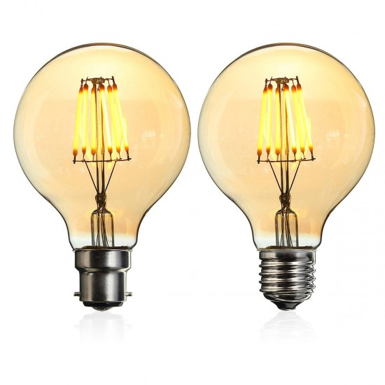 B22/E27 Dimmable G80 LED 6W Vintage Globe Cage Edison Filament Light Bulb Lamp AC220V