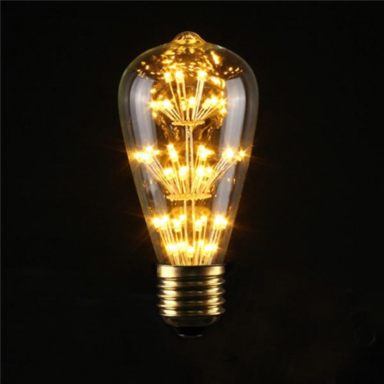 E27 ST64 3W Vintage Antique Edison Style Carbon Filament Clear Glass Bulb 220-240V