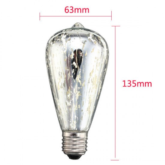 E27 ST64 5W Storm Silvering Vintage Antique Edison Filament COB LED Bulb Light Lamp 85-265V