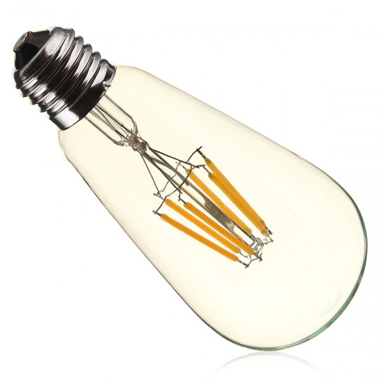 E27 ST64 6W Clear Cover Dimmable Edison Retro Vintage Filament COB LED Bulb Light Lamp AC110/220V