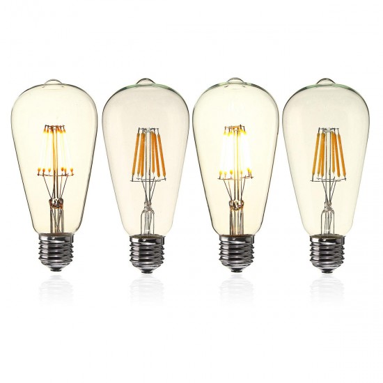 E27 ST64 6W Clear Cover Dimmable Edison Retro Vintage Filament COB LED Bulb Light Lamp AC110/220V