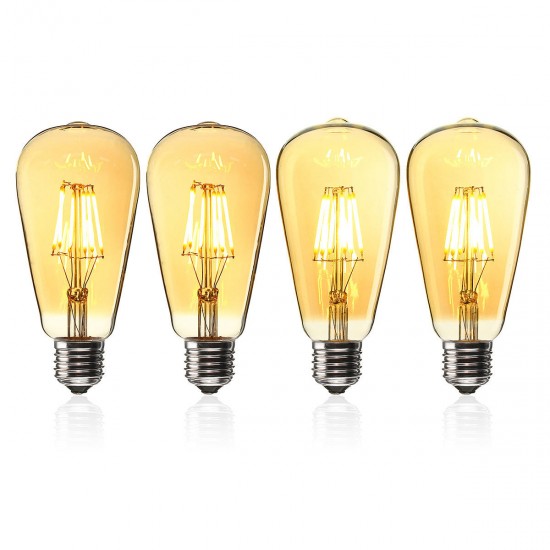 E27 ST64 6W Golden Cover Dimmable Edison Retro Vintage Filament COB LED Bulb Light Lamp AC110/220V