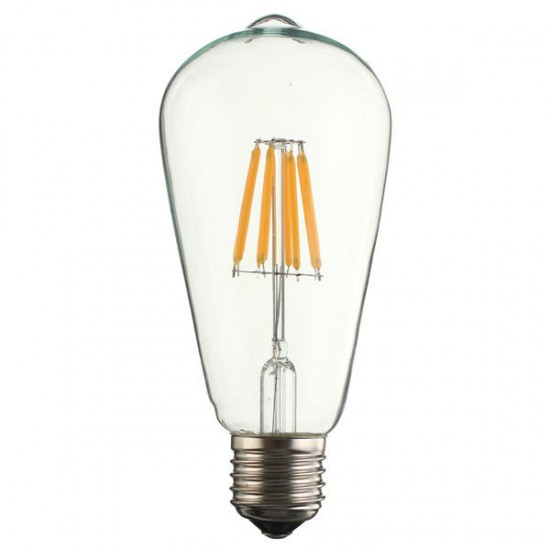 E27 ST64 8W Warm White Non-Dimmable COB LED Filament Retro Edison Bulbs 220V