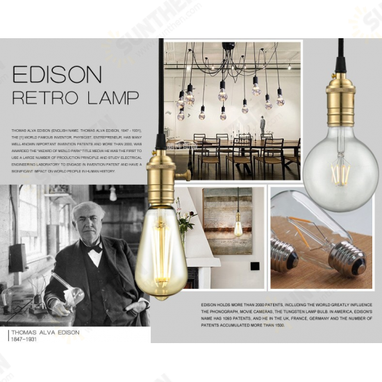 E27 ST64 8W Warm White Non-Dimmable COB LED Filament Retro Edison Bulbs 220V