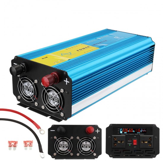 2500W Peak Pure Sine Wave Inverter 12V/24V to 110V/220V LCD Solar Power Converter