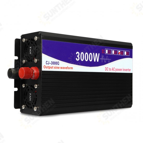 3000W 12V/24V/48V to 220V Pure Sine Wave Power Inverter Home Converter