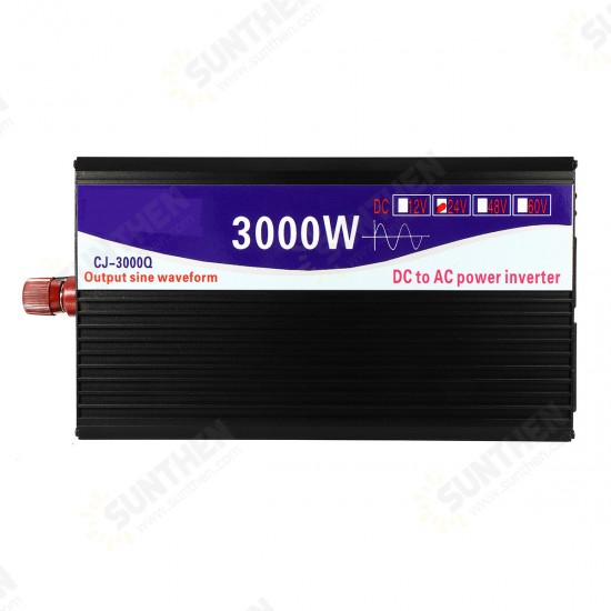 3000W 12V/24V/48V to 220V Pure Sine Wave Power Inverter Home Converter