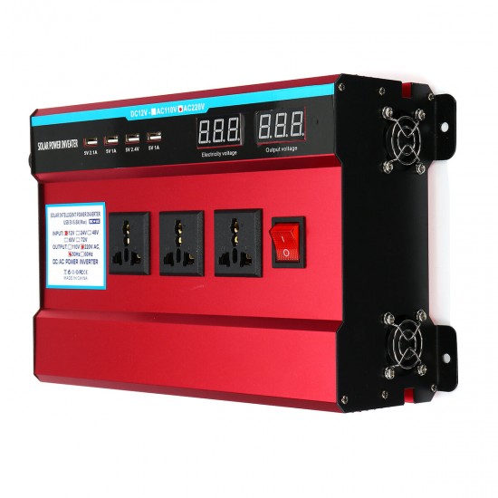 3000W Power Inverter DC 12/24V to AC 220V Car Sine Wave Converter 4 USB Charger