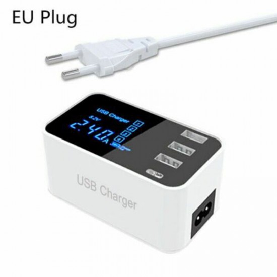 3USB Port USB Charger Type C LCD Display Charger 100-240V Charging Station