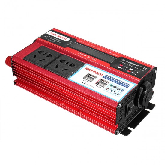 500W DC 12V/24V to AC 110V/220V Modified Sine Wave Power Inverter 4 USB