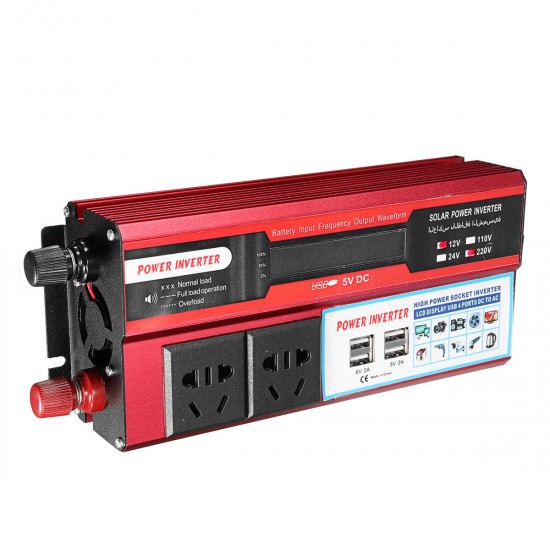 500W DC 12V/24V to AC 110V/220V Modified Sine Wave Power Inverter 4 USB