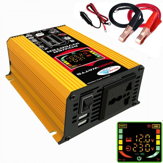 6000W DC 12V To AC 110V/220V Intelligent Screen Solar Power Inverter 18V 18W Solar Panel 30A 12V/24V Solar Converter Kit