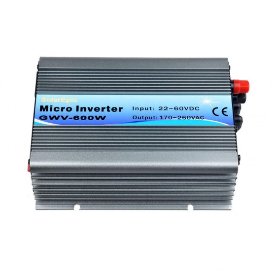 600W Solar Grid Tie Inverter DC18V / 22V-60V to AC110V/220V MPPT Pure Sine Wave Inverter 50Hz/60Hz