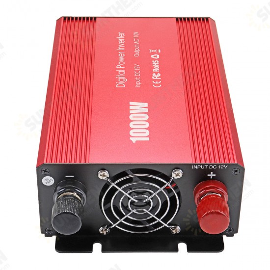 Power Inverter 1000W 12V DC to 110V AC Inverter Full-Bridge with 3 AC Outlets High Quality