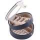 Portable Travel Round Multi-Layer Jewelry Box Leather Stud Earrings Jewellery Ornaments Storage Case