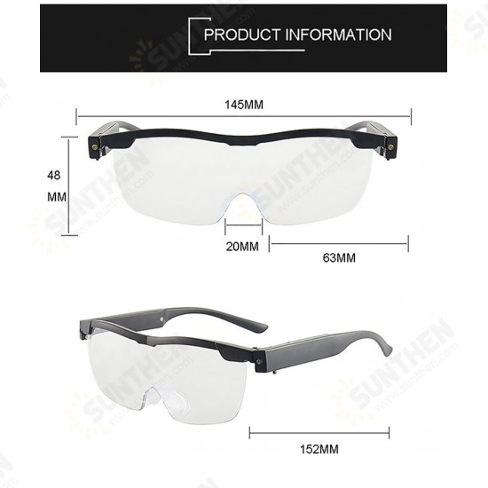 160% Glasses With LED Light Power Zoom Max Glasses Men Reading Eyeglasses Magnifying Needlework Gafas Led