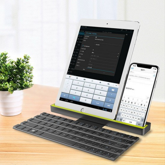 R4 Universal Roll-Fold Dual Mode Wireless Bluetooth Keyboard Rechargeable With Stand For Tablets/Mobile Phone 64 keys Compatible With IOS,Android,Windows systems