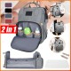 2 in 1 Diaper Bag with Changing Station Mom Backpack Multifunctional Baby Bed Crib Handbag Stroller Bag