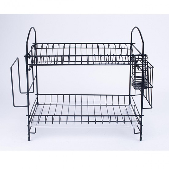 2 Layer Dish Drainer Cutlery Shelf Drying Holder Rack Drip Tray Kitchen Storage