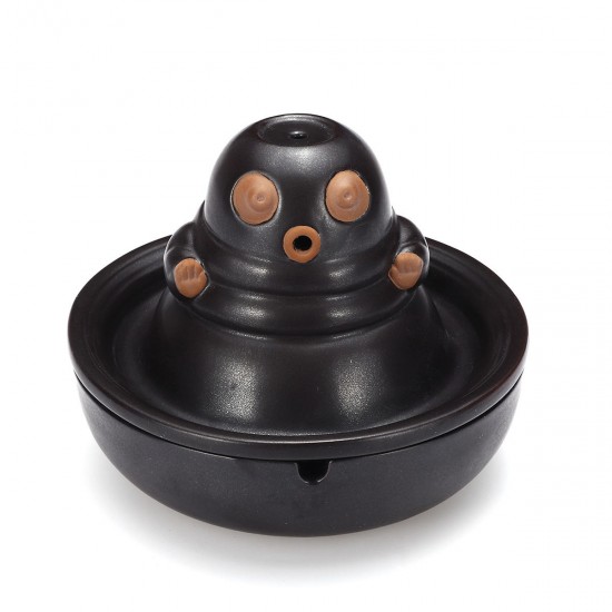 2-in-1 Ashtray Smoke Bud-dha Ceramic Backflow Cone Incense Burner With 10 Cones Kitchen Storage Rack