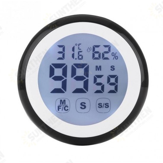 KC-02 LCD Digital Touch Screen Kitchen Timer Count UP Alarm Clock Temperature And Humidity Me