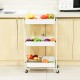 Multilayer Foldable Storage Rack with Wheels Kitchen Rolling Cart Installation Floor Shelf