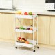 Multilayer Foldable Storage Rack with Wheels Kitchen Rolling Cart Installation Floor Shelf